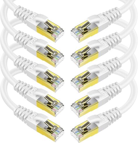 كابل إيثرنت KASIMO CAT 8 بطول 3 أقدام، 5 حزم سلك تصحيح شبكة الإنترنت SFTP محمي باللون الأسود، كابلات LAN عالية السرعة للخدمة الشاقة مع موصل RJ45 مطلي بالذهب احترافي لجهاز التوجيه والمودم والألعاب in Kuwait