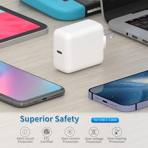 30W USB C Fast Charger Compatible with iPad Pro 12.9, 11 inch 2021/2020/2018, New Air 5th/4th, MacBook Air 13 inch, 12 inch Power Adapter with 8FT USB C to C Charging Cable in Saudi Arabia