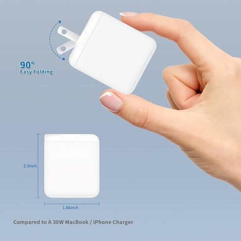 30W USB C Fast Charger Compatible with iPad Pro 12.9, 11 inch 2021/2020/2018, New Air 5th/4th, MacBook Air 13 inch, 12 inch Power Adapter with 8FT USB C to C Charging Cable in Saudi Arabia