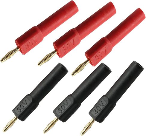 6 Pcs Banana Male to Female Plug 2mm to 4mm Socket Probe Adapter (Black + Red) in Saudi Arabia