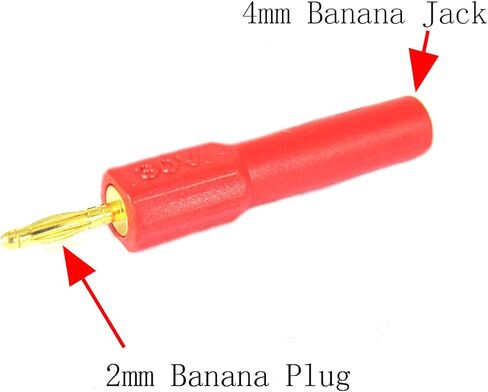 6 Pcs Banana Male to Female Plug 2mm to 4mm Socket Probe Adapter (Black + Red) in Saudi Arabia