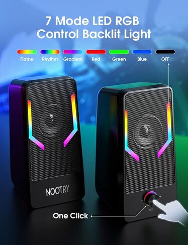 Computer Speakers, RGB Gaming Desktop Speakers with 7Color Backlit, 10W USB Powered Volume Control Monitor Speaker, 2.0CH Stereo Laptop Speaker, Bluetooth&USB Audio for PC, Monitor, Mac, Tablet, Phone in Kuwait