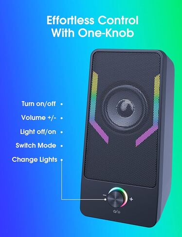 Computer Speakers, RGB Gaming Desktop Speakers with 7Color Backlit, 10W USB Powered Volume Control Monitor Speaker, 2.0CH Stereo Laptop Speaker, Bluetooth&USB Audio for PC, Monitor, Mac, Tablet, Phone in Kuwait