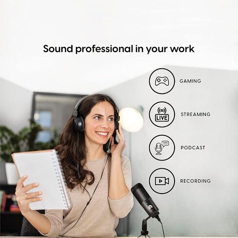 ميكروفون TALK WORKS USB مع حامل ثلاثي القوائم - ميكروفون خارجي للكمبيوتر - الألعاب والبث والاجتماعات والبودكاست والتسجيل والمزيد - قابل للتعديل ومحمول مع كابل USB متضمن in Saudi Arabia