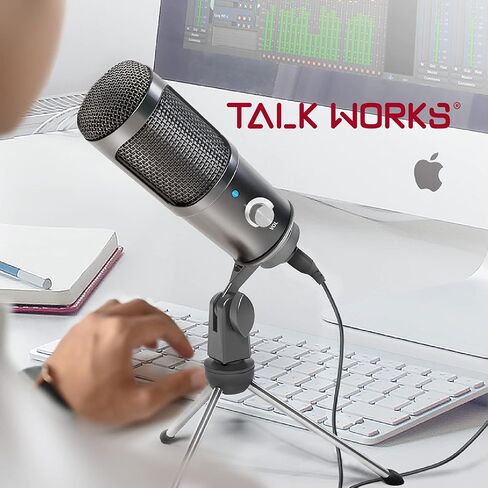 ميكروفون TALK WORKS USB مع حامل ثلاثي القوائم - ميكروفون خارجي للكمبيوتر - الألعاب والبث والاجتماعات والبودكاست والتسجيل والمزيد - قابل للتعديل ومحمول مع كابل USB متضمن in Saudi Arabia