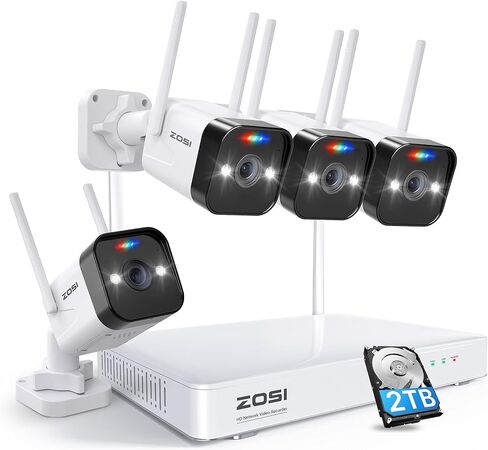 كاميرا ZOSI ZG1804E 4MP إضافية مع صوت، كاميرا أمان PoE سلكية خارجية مع رؤية ليلية، اكتشاف ذكي للإنسان، IP66 مقاومة للطقس، وصول عن بعد، تعمل فقط مع نظام ZOSI PoE NVR (ZR08UC) in Saudi Arabia