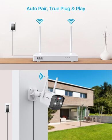 كاميرا ZOSI ZG1804E 4MP إضافية مع صوت، كاميرا أمان PoE سلكية خارجية مع رؤية ليلية، اكتشاف ذكي للإنسان، IP66 مقاومة للطقس، وصول عن بعد، تعمل فقط مع نظام ZOSI PoE NVR (ZR08UC) in Saudi Arabia