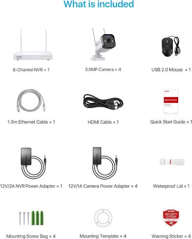 كاميرا ZOSI ZG1804E 4MP إضافية مع صوت، كاميرا أمان PoE سلكية خارجية مع رؤية ليلية، اكتشاف ذكي للإنسان، IP66 مقاومة للطقس، وصول عن بعد، تعمل فقط مع نظام ZOSI PoE NVR (ZR08UC) in Saudi Arabia