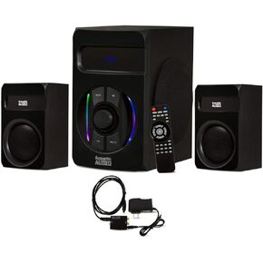 نظام صوت صوتي من جولدوود بلوتوث 2.1 مع شاشة إضاءة LED، وبطاقة USB وSD ومدخلات بصرية، وجهاز تحكم عن بعد - AA2108 أسود in Kuwait