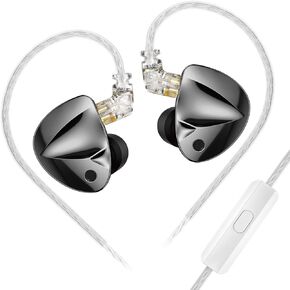 KZ D-Fi in Ear Monitor Headphone Dual Magnetic Circuit Dual Cavity Dynamic Coil Unit Wired Earbud HiFi IEM Stereo Noise Isolating Earphone for Musicians Singers Audiophiles(Black,No Tuning Switch)