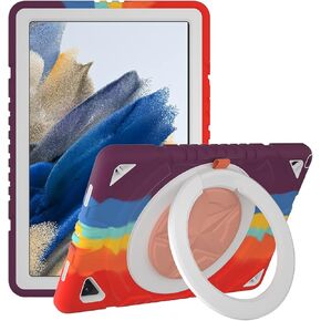 حافظة XZC لهاتف Samsung Galaxy Tab A8 مقاس 10.5 بوصة 2022 (SM-X200/X205/X207) غطاء متين مقاوم للصدمات مع حامل دوار/حامل قلم رصاص/حزام كتف للحمل (أحمر)