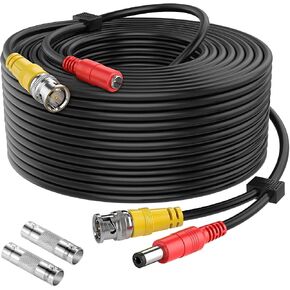 WILDHD [كابلات 20AWG] كابل BNC بطول 100 قدم 8 ميجابكسل/4K كابل كاميرا أمان سيامي الكل في واحد، كابل سلك تمديد BNC مع موصلين أنثى لجميع أنظمة المراقبة CCTV DVR عالية الدقة (أسود) in Kuwait
