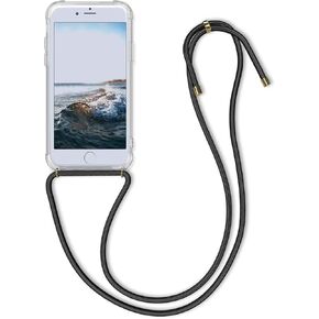 حافظة kwmobile Crossbody متوافقة مع حافظة Apple iPhone 6 / 6S - غطاء هاتف شفاف من مادة TPU مع حزام حبل - أسود/شفاف