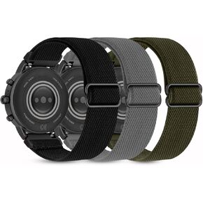 Folavii 3 حزمه من النايلون القابل للتمدد متوافق مع Fossil Men's Gen 5 Carlyle/Garrett/Gen 6 44mm / Gen 5E 44mm ساعة ذكية، 22 مم إطلاق سريع ناعم معصم مرن قابل للتعديل للرجال والنساء