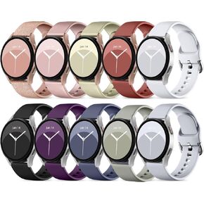 DaQin 10 Pack Bands Compatible with Samsung Galaxy Watch 7/6/5/4 40mm 44mm/Watch 6 Classic 43mm 47mm/Watch 5 Pro 45mm/Watch 4 Classic/Active 2 Band, 20mm Soft Silicone Sport Strap Wristbands Women Men in Kuwait