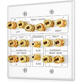 TNP 7.2 Home Theater Wall Plate, Dual RCA Subwoofer Jacks, 2-Gang White in Saudi Arabia