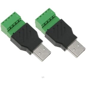 سجزبين قطعتان من محول كتلة طرفية USB 2.0 ذكر USB 2.0 نوع A ذكر الى 5 دبابيس انثى برغي برغي كتلة كتلة للكيبورد والماوس والكاميرا والطابعة in Kuwait