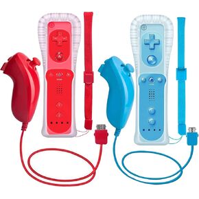ZeroStory 2 Packs Wireless Controller and Nunchuck for Wii and Wii U Console, Gamepad with Silicone Case and Wrist Strap (Pink and Blue) in Saudi Arabia