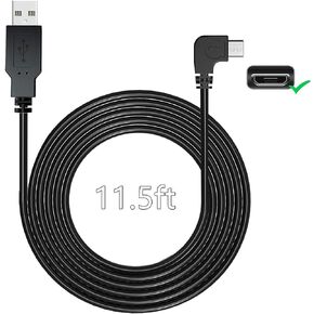 YQMAJIM Charging Power Cable for Dash Cam, (11.5 Ft) USB 2.0 to Micro USB Car Vehicle Power Charger Adapter Cord for GPS Rearview Mirror Cam Backup Camera