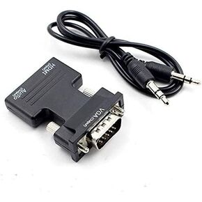 محول HDMI إلى VGA مع كابل صوت 3.5 مم، محول HDMI إلى VGA 1080P 60 هرتز، محول متوافق مع HDMI أنثى إلى VGA ذكر للكمبيوتر المحمول (HDMI) إلى شاشة عرض التلفزيون (VGA) in Kuwait