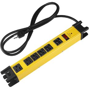 CCCEI Heavy Duty Surge Protector Power Strip. Yellow, 6ft, 1. | Extension Cord with Multiple Outlets, Metal Plug Extender, Grounding, Wide Spaced, 6 AC, for Appliance, Garage. ETL Listed. in Saudi Arabia