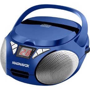 Magnavox MD6924-BL صندوق Boombox المحمول ذو التحميل العلوي مع راديو ستيريو AM/FM باللون الأزرق | متوافق مع أقراص CD-R/CD-RW | شاشة LED | منفذ AUX مدعوم | مشغل أقراص مضغوطة قابل للبرمجة | in Kuwait