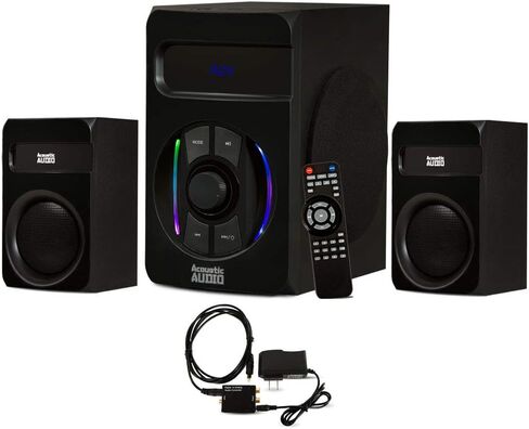 نظام صوت صوتي من جولدوود بلوتوث 2.1 مع شاشة إضاءة LED، وبطاقة USB وSD ومدخلات بصرية، وجهاز تحكم عن بعد - AA2108 أسود in Kuwait