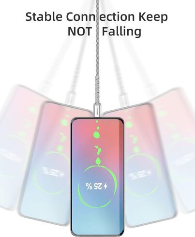 imuto USB C to USB C Cable (6.6ft, 2-Pack) 100W Fast Charging Cable Braided for iPhone 15/15Pro/15Plus/15ProMax MacBook Pro 2020,iPad Pro 2020, iPad Air 4,Samsung Galaxy S23+/S23 Ultra (Sliver) in Saudi Arabia