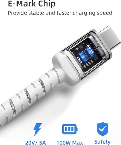 imuto USB C to USB C Cable (6.6ft, 2-Pack) 100W Fast Charging Cable Braided for iPhone 15/15Pro/15Plus/15ProMax MacBook Pro 2020,iPad Pro 2020, iPad Air 4,Samsung Galaxy S23+/S23 Ultra (Sliver) in Saudi Arabia