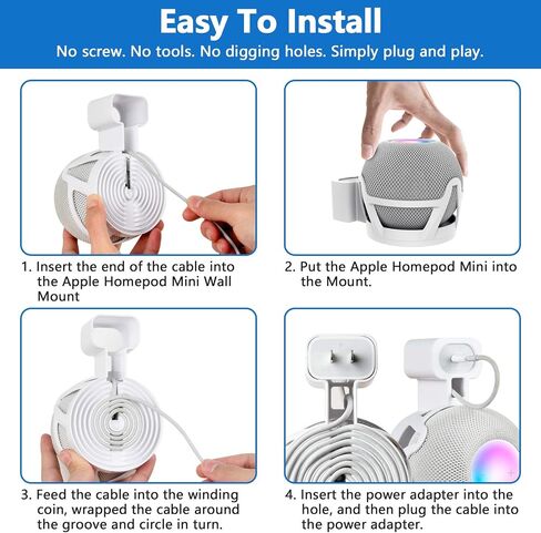 CUHIOY Outlet Wall Mount Holder for Homepod Mini, Plug Mount Stand with Cord Management for Space-Saving, No Messy Cords or Screws, Perfect Accessories for Homepod Mini Speaker (Black, 2 Pack) in Kuwait