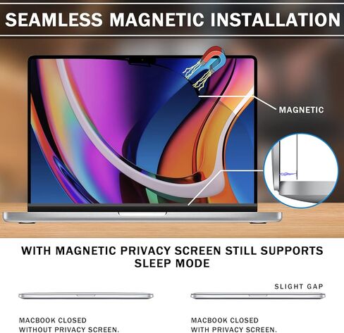 Magnetic Macbook Pro 16 inch Privacy Screen Protector 2021-2023 , Removable Privacy Screen Filter for New MacBook Pro 16.2 inchs M1 M2 Pro / M1 Max (A2485/A2780),-Anti-Spy/Anti Fingerprint/Anti Blue Light in Kuwait