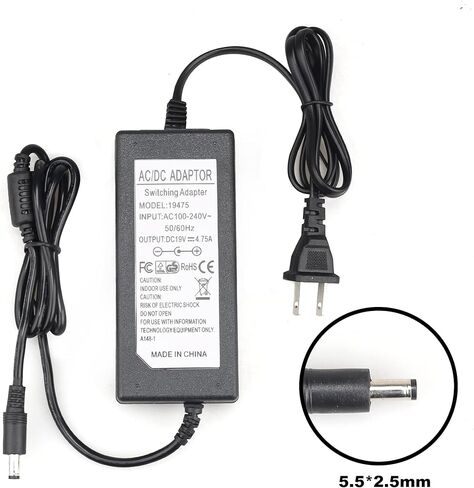 محول إمداد الطاقة 19 فولت/4.75 أمبير، مدخل تيار متردد 100 فولت ~ 240 فولت ومقبس 5.5 مم × 2.5 مم لشاشات LCD والطابعات ومكبرات الصوت والمزيد in Kuwait