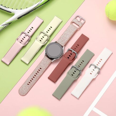 DaQin 10 أحزمة متوافقة مع ساعة Samsung Galaxy Watch 7/6/5/4 40 مم 44 مم/ساعة 6 كلاسيكية 43 مم 47 مم/ساعة 5 Pro 45 مم/ساعة 4 كلاسيكية/أكتيف 2، سوار معصم رياضي من السيليكون الناعم 20 مم للنساء والرجال in Kuwait