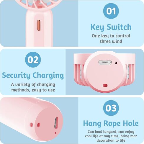 Handheld Fan, USB Rechargeable Personal Portable Fan with 3 Speeds, Super Mini Size (6.1 * 3.1 * 1.15cm) for Kids, Outdoors, Home, Office, School, Travel （Green） in Saudi Arabia