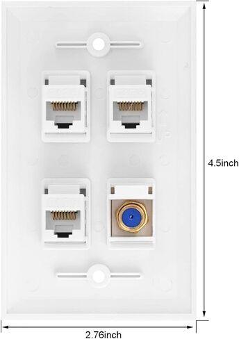 لوحة حائط محورية لشبكة إيثرنت، 3 منافذ Cat 6 RJ45 Keystone و1 منفذ TV Coax F Type Keystone Wall Outlet in Kuwait