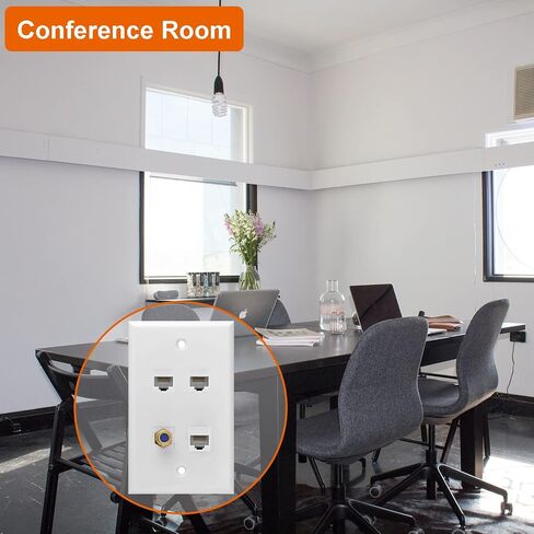 لوحة حائط محورية لشبكة إيثرنت، 3 منافذ Cat 6 RJ45 Keystone و1 منفذ TV Coax F Type Keystone Wall Outlet in Kuwait