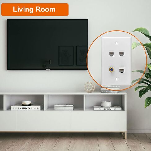 لوحة حائط محورية لشبكة إيثرنت، 3 منافذ Cat 6 RJ45 Keystone و1 منفذ TV Coax F Type Keystone Wall Outlet in Kuwait