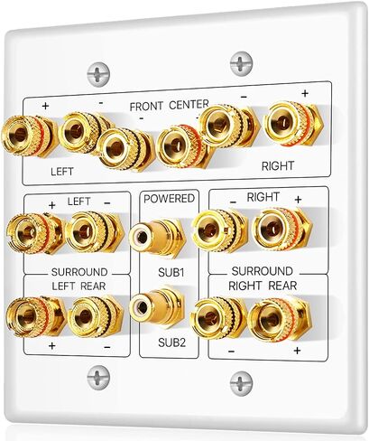 TNP Speaker and Subwoofer Wall Plate - 7.2 Surround Sound, Wall Speaker Connection Audio Wall Plate for AV RCA Connectors and Home Theater Banana Plugs in Saudi Arabia