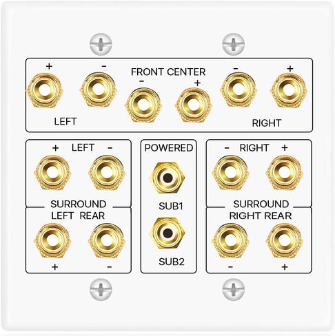 TNP Speaker and Subwoofer Wall Plate - 7.2 Surround Sound, Wall Speaker Connection Audio Wall Plate for AV RCA Connectors and Home Theater Banana Plugs in Saudi Arabia