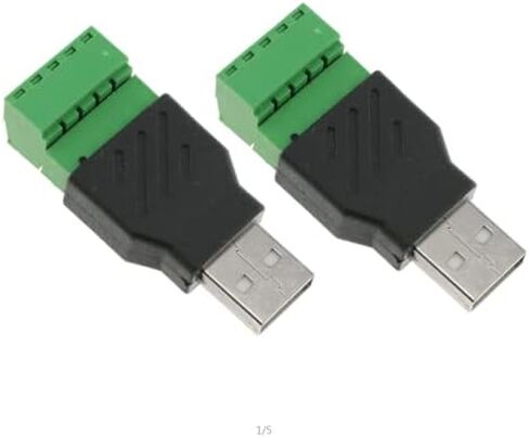 سجزبين قطعتان من محول كتلة طرفية USB 2.0 ذكر USB 2.0 نوع A ذكر الى 5 دبابيس انثى برغي برغي كتلة كتلة للكيبورد والماوس والكاميرا والطابعة in Saudi Arabia