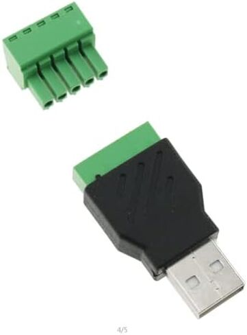 سجزبين قطعتان من محول كتلة طرفية USB 2.0 ذكر USB 2.0 نوع A ذكر الى 5 دبابيس انثى برغي برغي كتلة كتلة للكيبورد والماوس والكاميرا والطابعة in Saudi Arabia