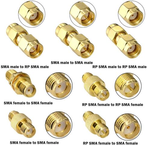 مجموعة Onelinkmore SMA هوائي موصل FPV 15 محول SMA RP SMA ذكر وأنثى RF Coax Coupling Nut Barrel Connector Converter لهوائي WiFi / طائرة بدون طيار FPV / كابل تمديد in Kuwait