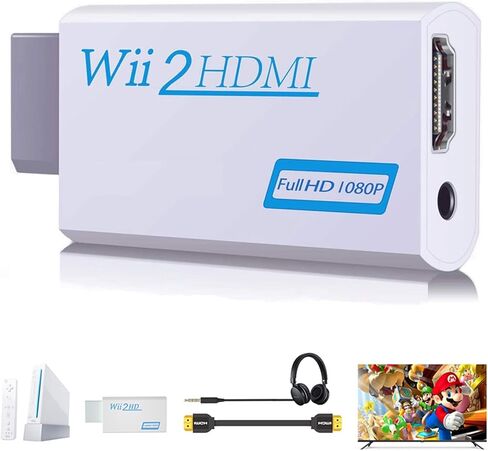 اكس اس ام دوم محول HDMI من وي الى محول HDMI 1080 بكسل مخرج فيديو 3.5 ملم - يدعم جميع اوضاع عرض وي (ابيض) in Saudi Arabia