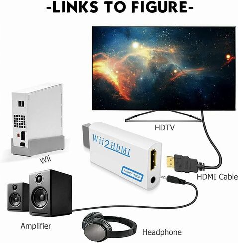 اكس اس ام دوم محول HDMI من وي الى محول HDMI 1080 بكسل مخرج فيديو 3.5 ملم - يدعم جميع اوضاع عرض وي (ابيض) in Saudi Arabia