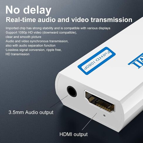 اكس اس ام دوم محول HDMI من وي الى محول HDMI 1080 بكسل مخرج فيديو 3.5 ملم - يدعم جميع اوضاع عرض وي (ابيض) in Saudi Arabia