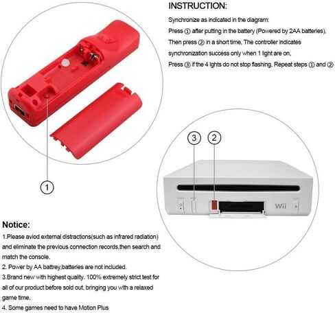 ZeroStory 2 Packs Wii Controller and Nunchuck for Wii and Wii U Console, Gamepad with Silicone Case and Wrist Strap (Red and Blue) in Kuwait