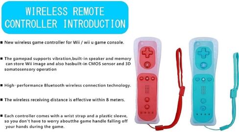 ZeroStory 2 Packs Wii Controller and Nunchuck for Wii and Wii U Console, Gamepad with Silicone Case and Wrist Strap (Red and Blue) in Kuwait