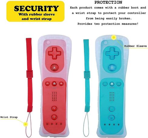 ZeroStory 2 Packs Wii Controller and Nunchuck for Wii and Wii U Console, Gamepad with Silicone Case and Wrist Strap (Red and Blue) in Kuwait