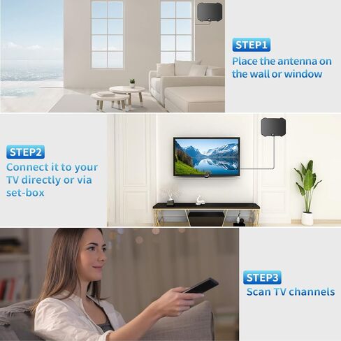 2023 TV Antenna Digital HD Indoor - Smart Antenna Long 400+ Miles Range - High Gain Amplifier Support 4K 1080p All TV's VHF UHF Outdoor Signal Booster in Kuwait