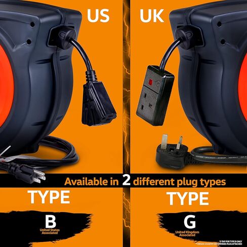 سوبر هاندي بكرة سلك تمديد قابلة للسحب بطول إضافي 12AWG × 65 قدم من البولي بروبلين الصناعي شديد التحمل 3C SJTOW من الدرجة الممتازة التجارية فائقة المرونة (S3) موصل ثلاثي الصنبور in Kuwait